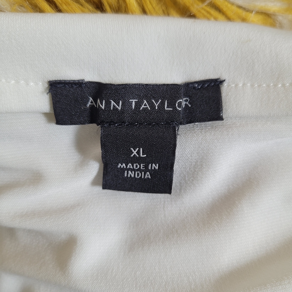 Ann Taylor Women's Cream Kimono Sleeve Chiffon V-Neck Tunic Minimalist Top XL - Picture 6 of 7